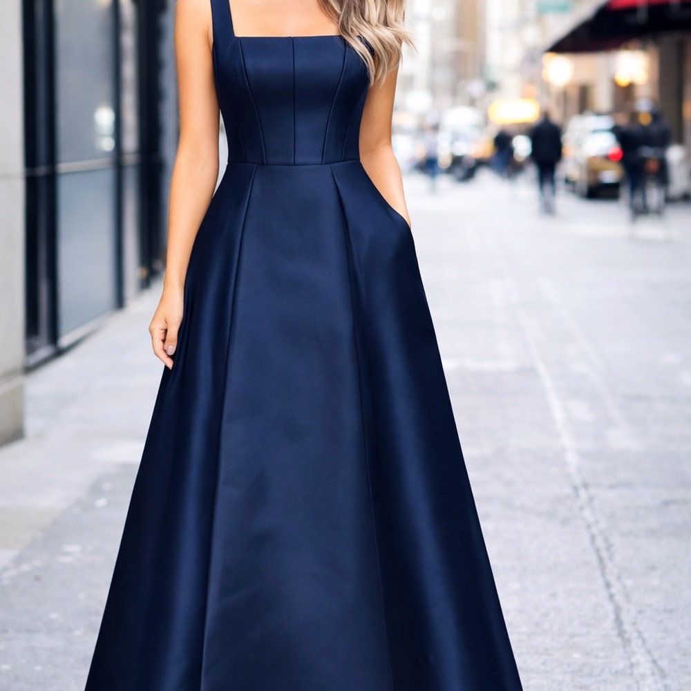 ALFRED SUNG Navy Sleeveless Maxi Dress